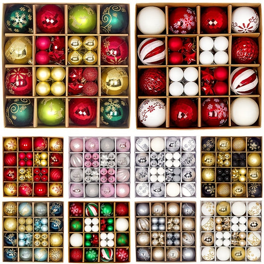 44pcs Classic Christmas Ornament Set - Shatterproof Plastic Balls for Tree Decoration, Perfect for Home & Party Holiday Celebrations