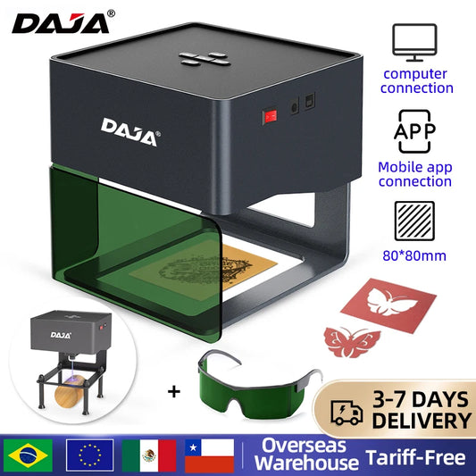 DAJA DJ6 Mini Portable Laser Engraver Diy Bluetooth Machine Painted Dog Tag Paper Leather Wooden Plastic Logo CNC Machine